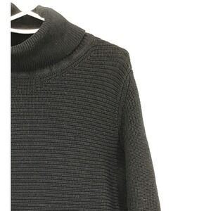 Michael Kors Black Cowl Neck Textured Knit Sweater Fringe Hem M